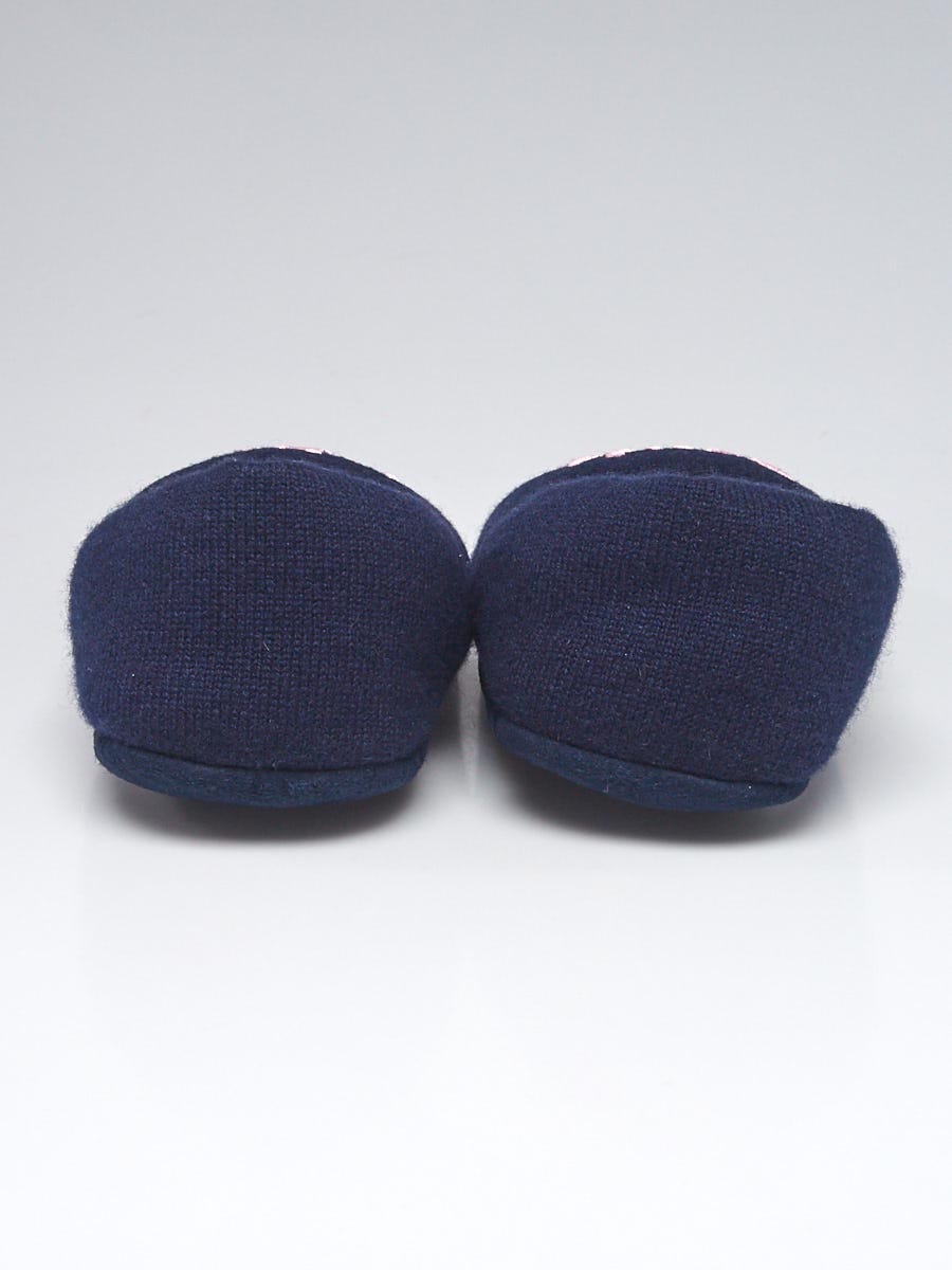 Louis Vuitton Navy Blue/Pink Wool Dreamy Flat Loafer Slippers Size 7.5/38 -  Yoogi's Closet