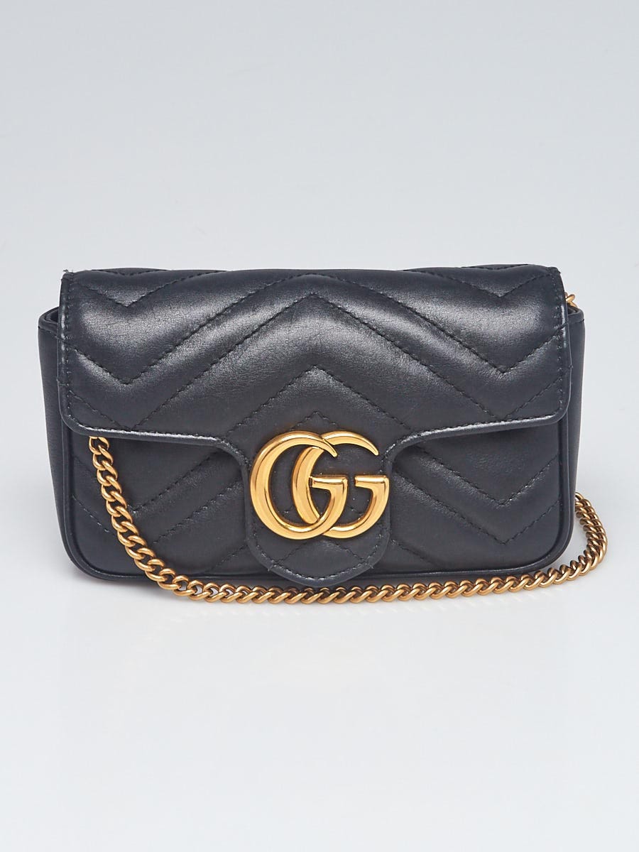 Gucci GG Marmont Super Mini Leather Shoulder Bag in Gray