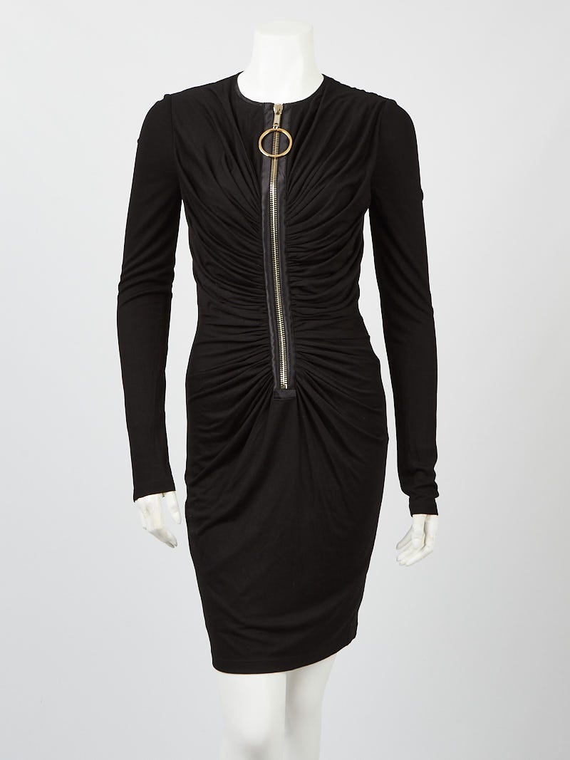 Givenchy Black Draped Jersey Fabric Zip Dress Size 4/38 - Yoogi's Closet