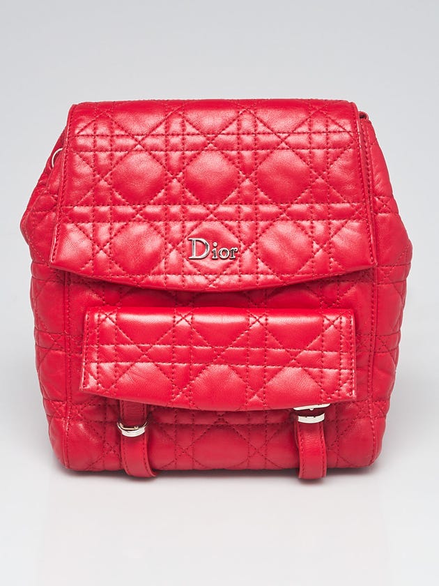 Christian Dior Red Cannage Quilted Leather Stardust Small Backpack Bag