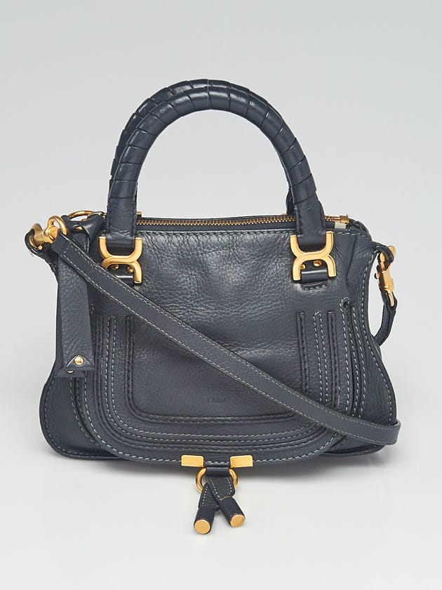 Chloe Black Pebbled Leather Mini Marcie Satchel and Crossbody Bag