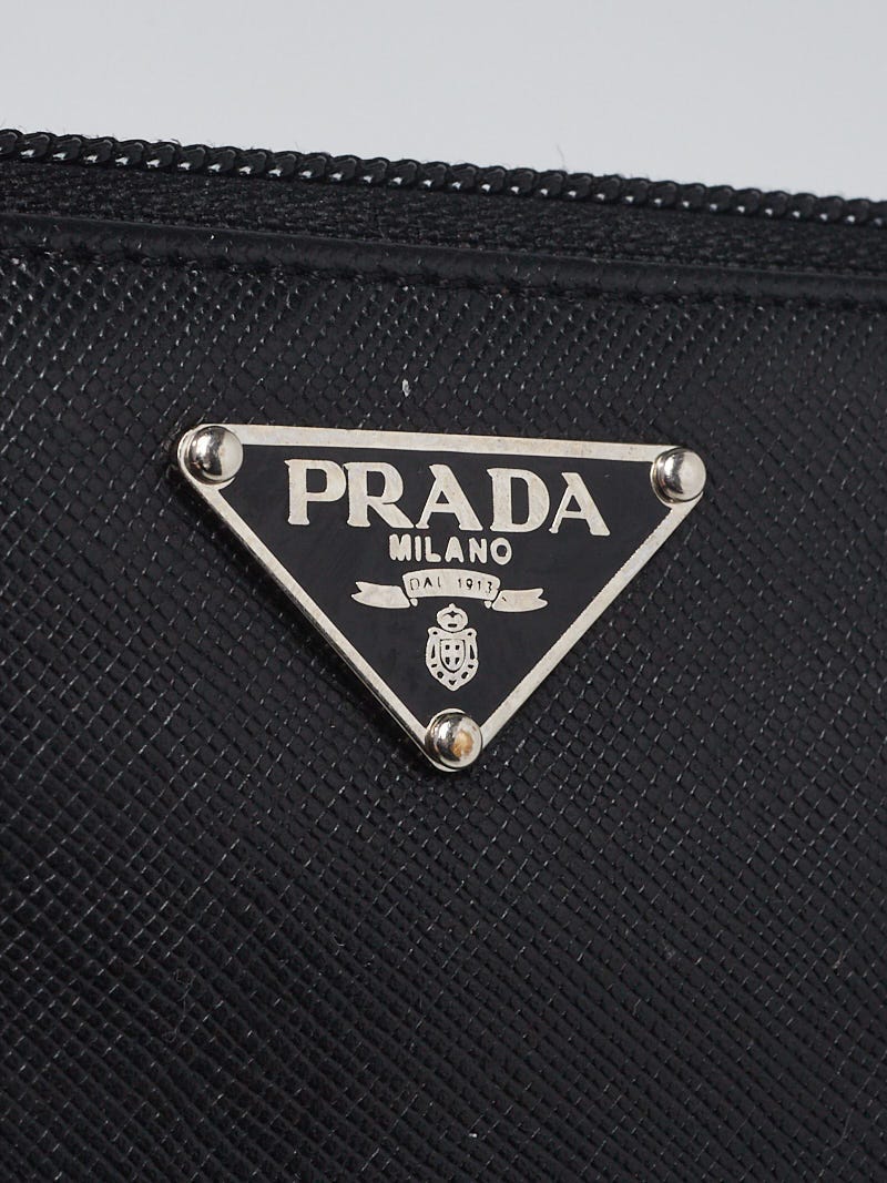 Prada Black Saffiano Leather ID Lanyard - Yoogi's Closet