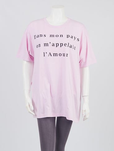 Gucci Pink Cotton Dans Mon Pays On M'appelai L'amour Oversized T-Shirt Size S