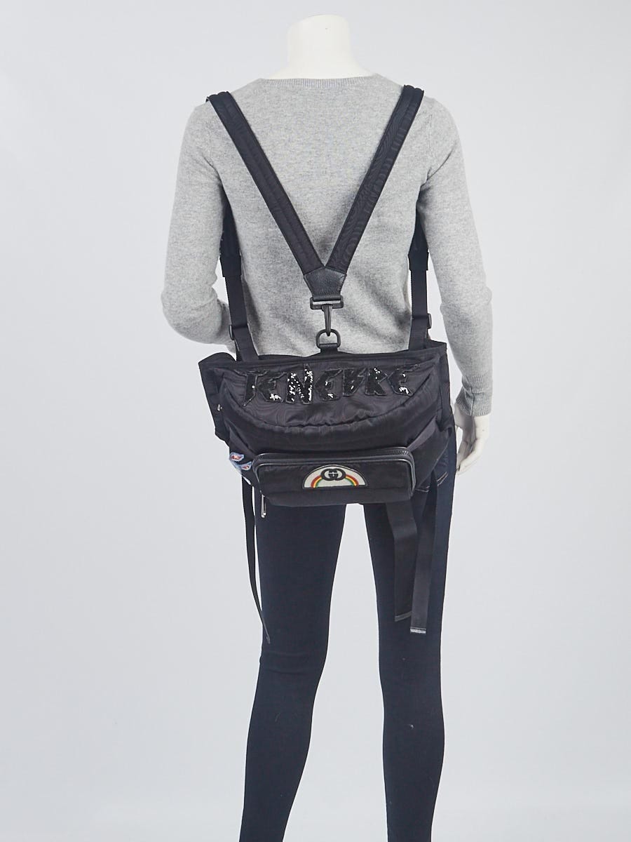 Gucci Black Nylon Retro Patch Belt/Backpack Bag