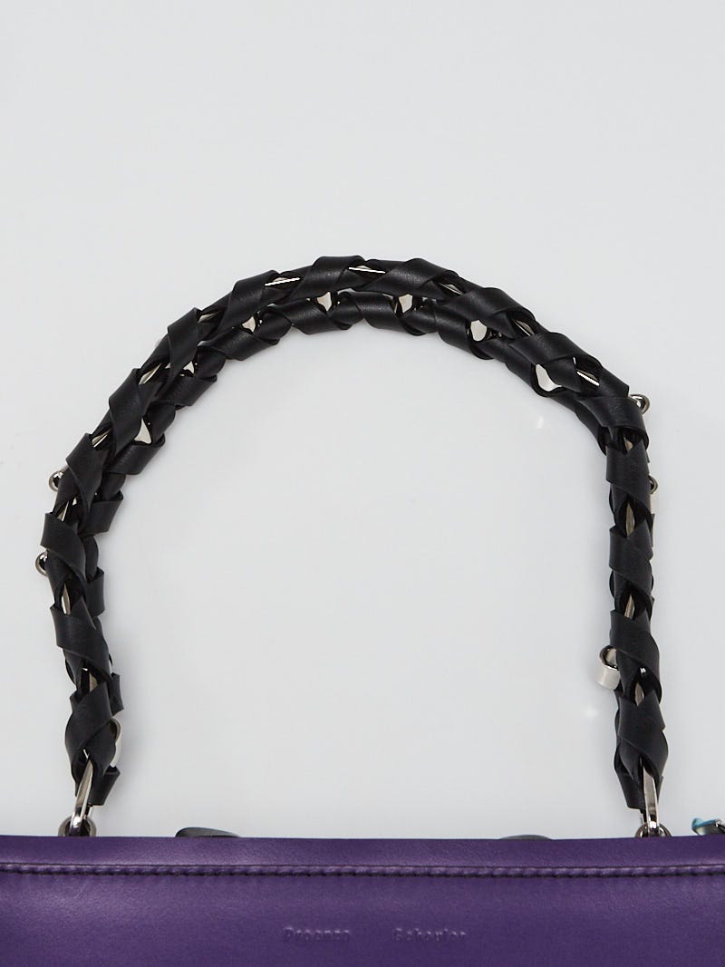 Proenza Schouler Purple Black Leather Hava Whipstitch Chain