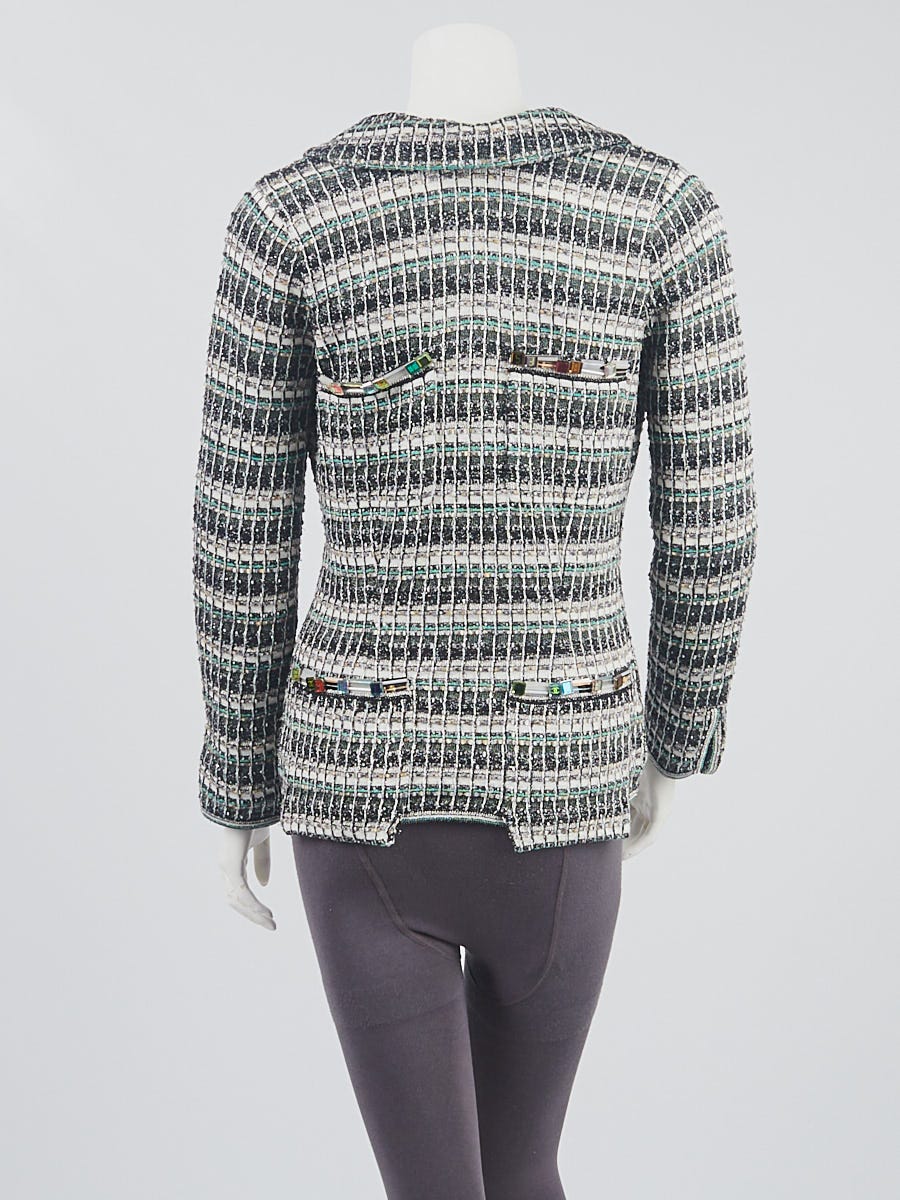 Chanel Green/Black/Silver Cotton Pullover Sweater