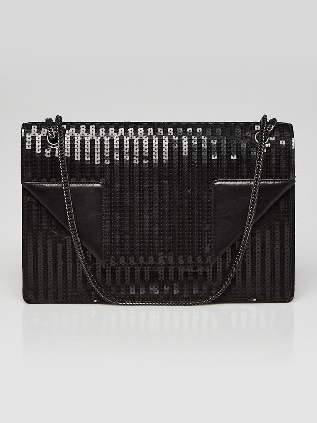 Yves Saint Laurent Black Sequin/Leather Medium Betty Bag