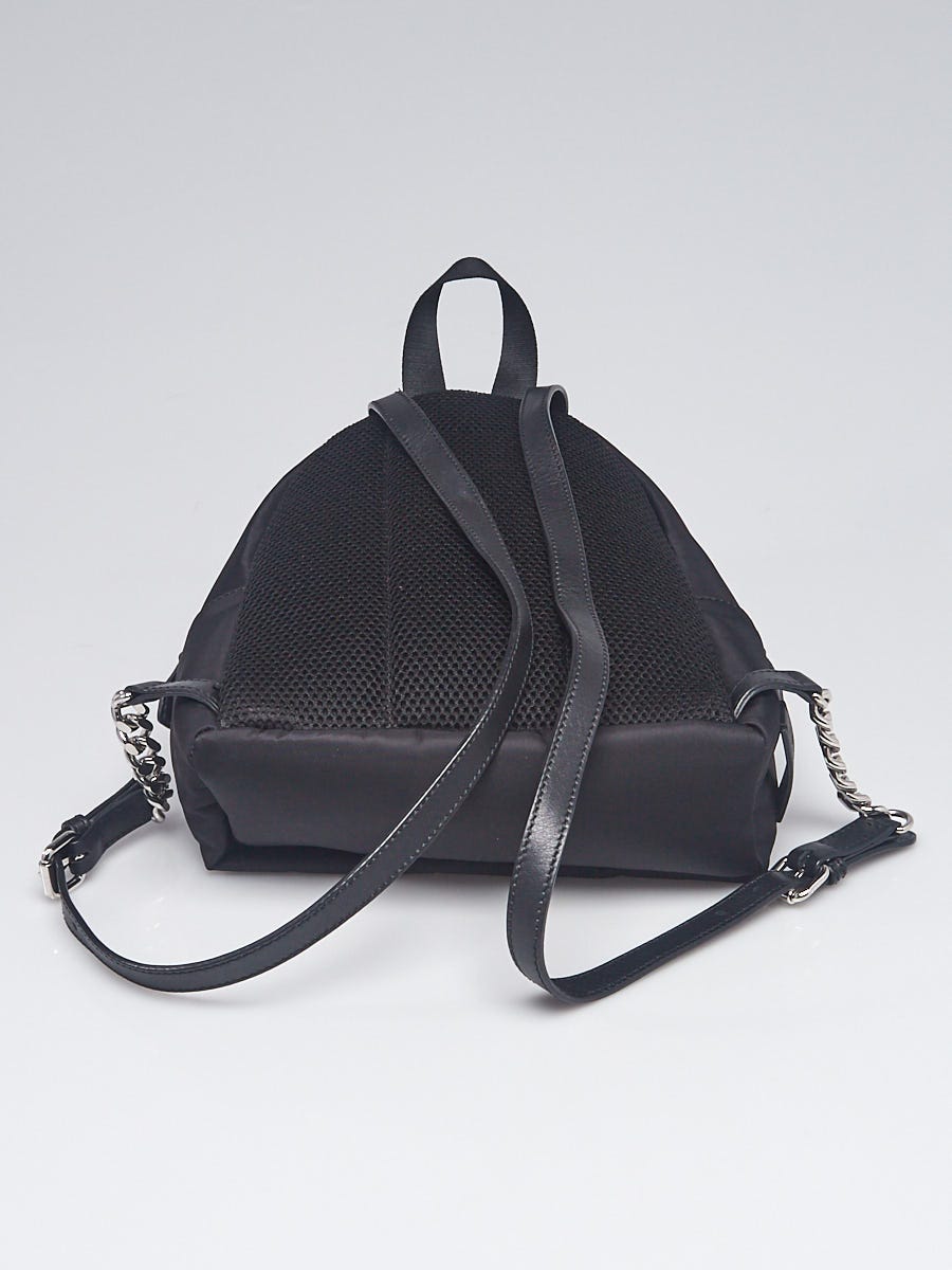 Fendi Black Nylon and Shearling Mini Backpack Bag 8BZ038 | Yoogi's