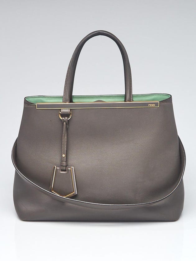 Fendi Grey Vitello Leather Medium 2Jours Elite Tote Bag 8BH250