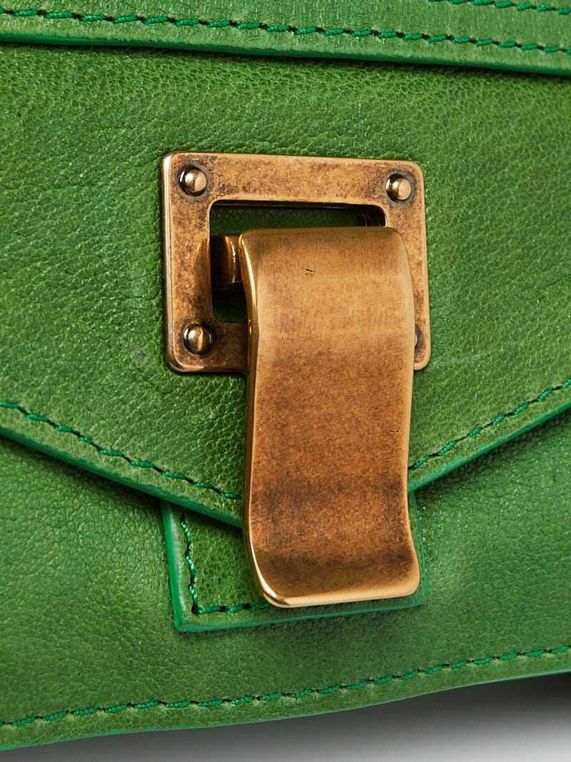 Proenza Schouler Kelly Green Lux Leather PS1 Pochette Clutch Bag