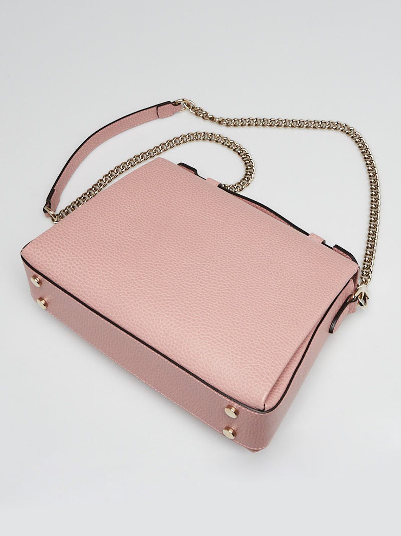 Gucci Pink Pebbled Leather Interlocking Top Handle Bag