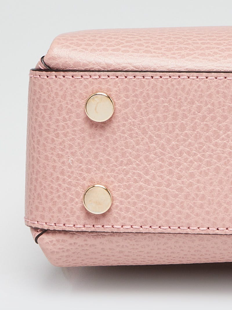 Gucci Pink Pebbled Leather Interlocking Top Handle Bag