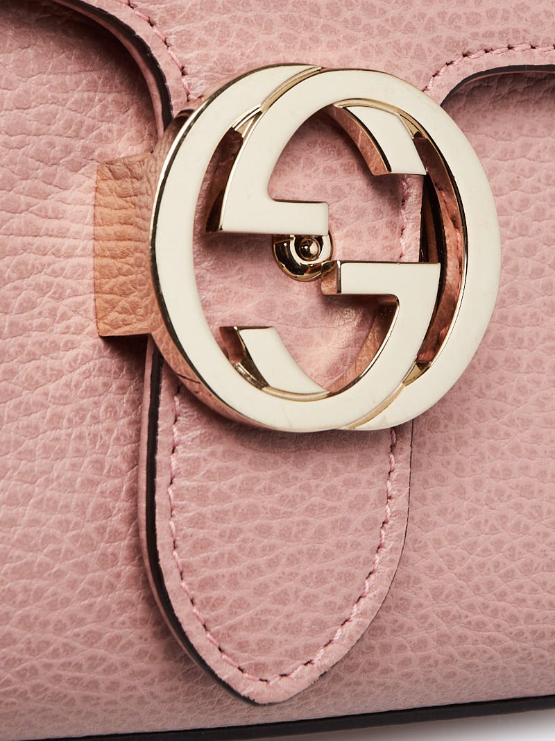 Gucci Pink Pebbled Leather Interlocking Top Handle Bag | Yoogi's