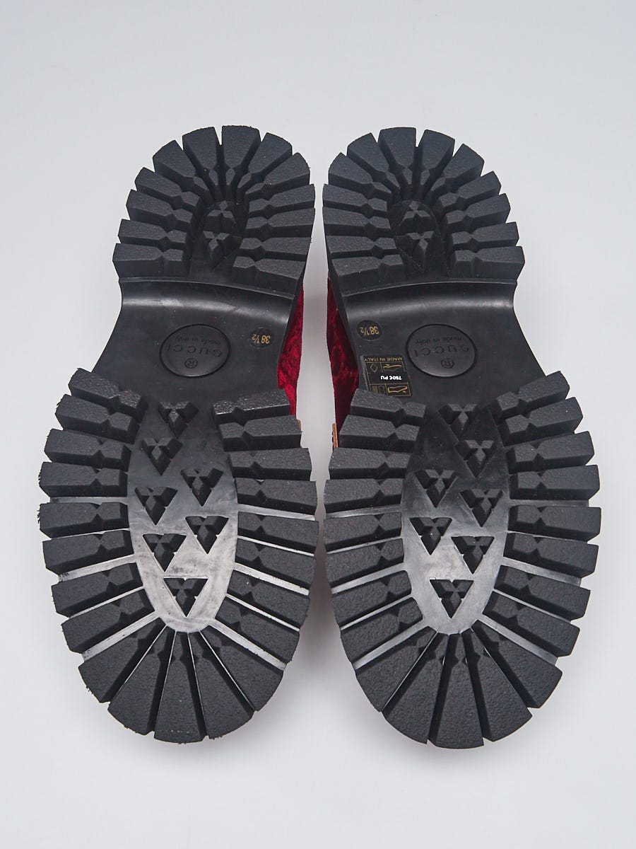 Gucci Red Velvet GG Lug Sole Loafers Size 8/38.5 | Yoogi's Closet