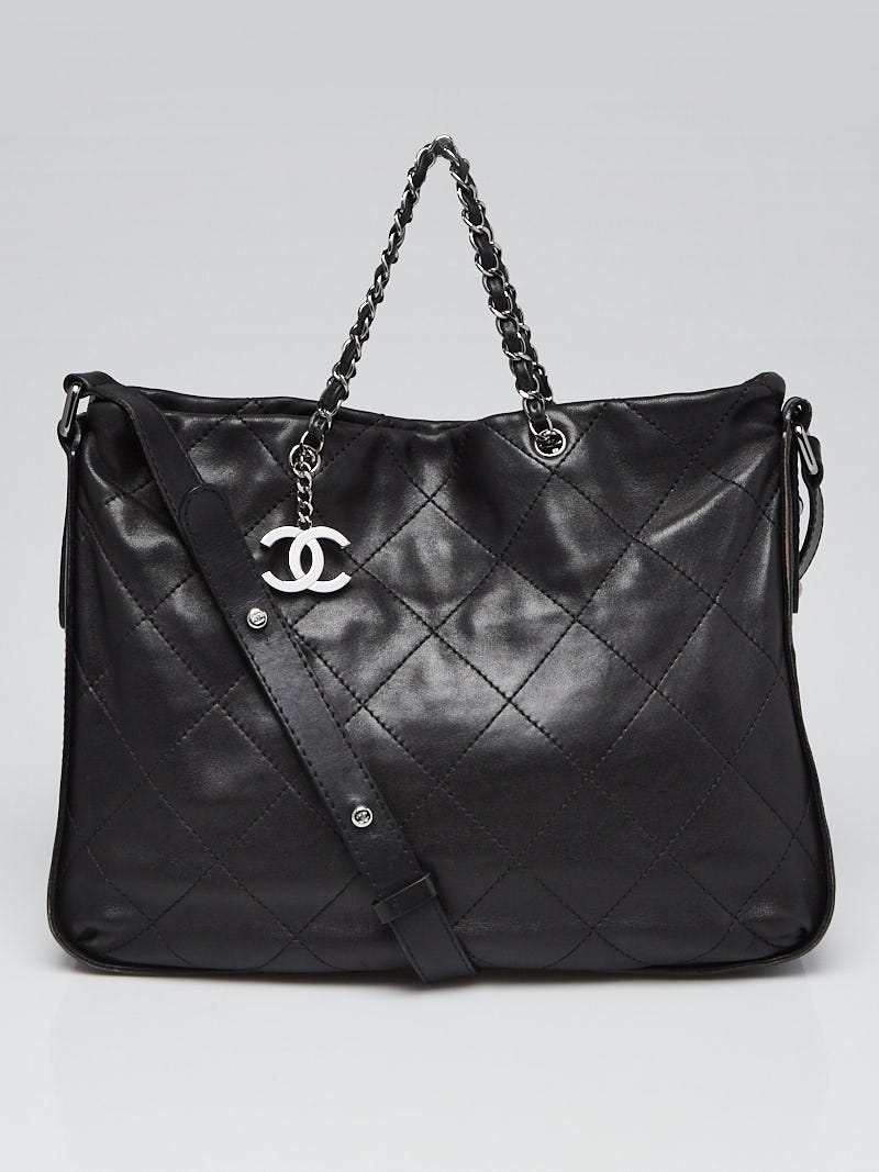 Chanel Black Quilted Lambskin Leather Country Chic Hobo Bag