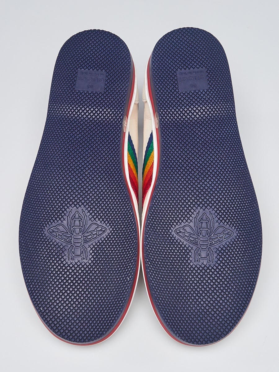 Gucci Grey Suede/Canvas Rainbow Stripe G74 Sneaker Size 3.5/34