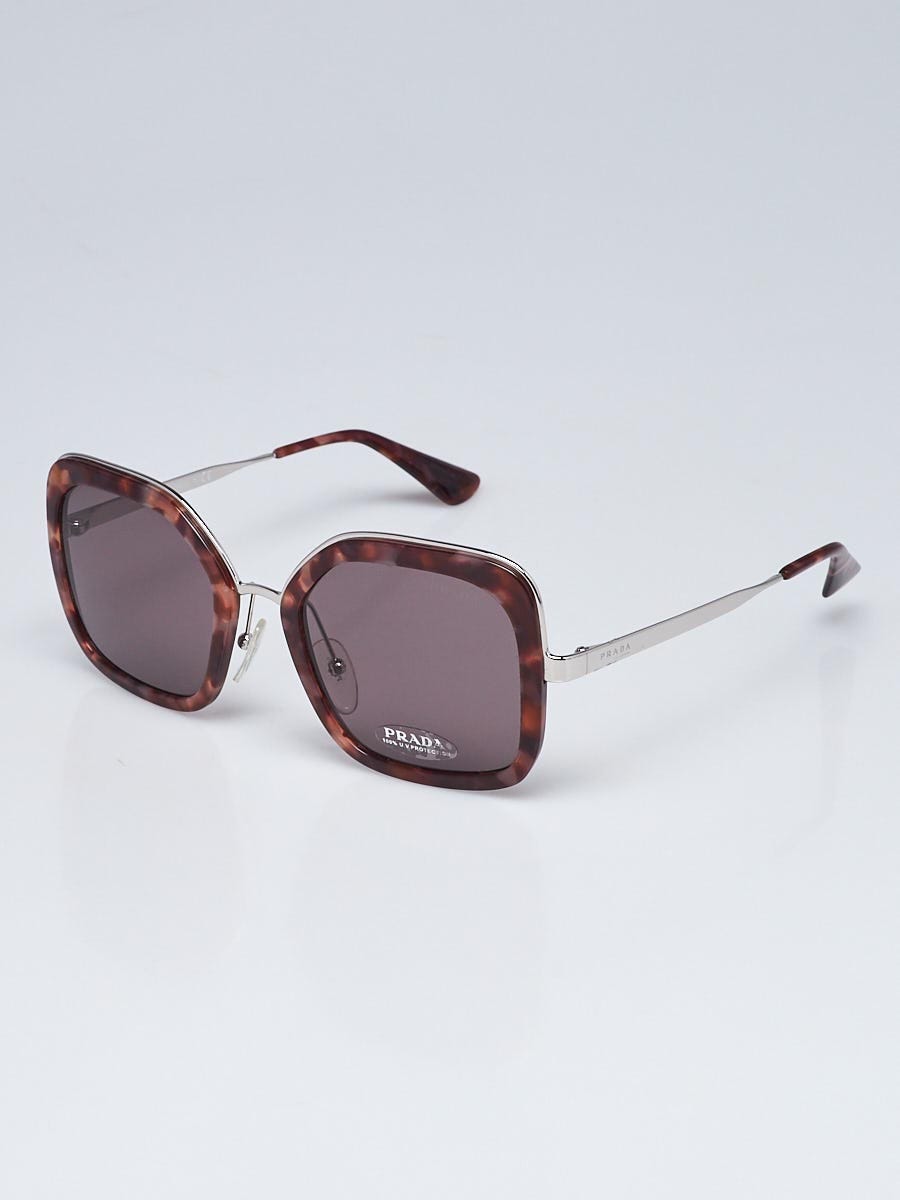 Prada Red Tortoise Shell Angular Frame Sunglasses - SPR57U  display picture 2