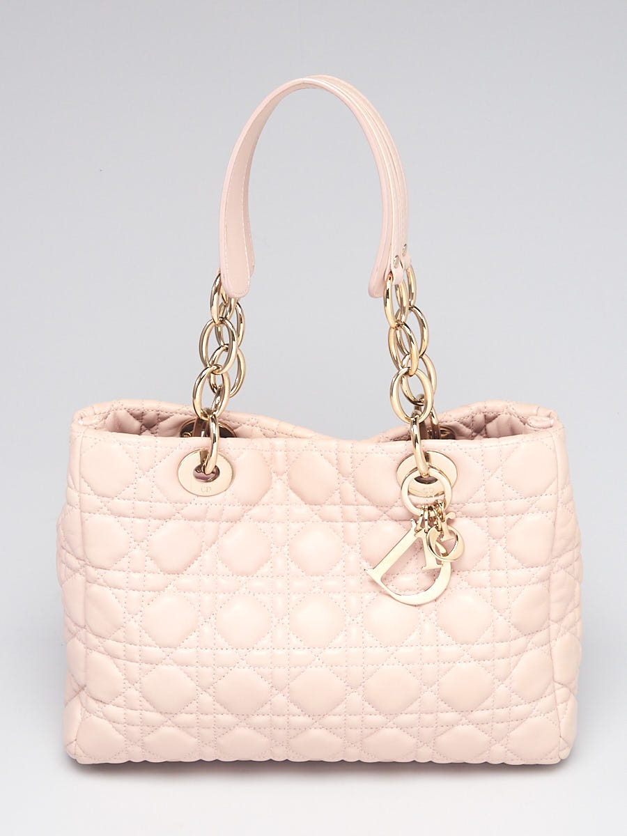 Christian Dior Light Pink Cannage Quilted Lambskin Leather Small Dior Soft Tote  Bag - Yoogi's Closet