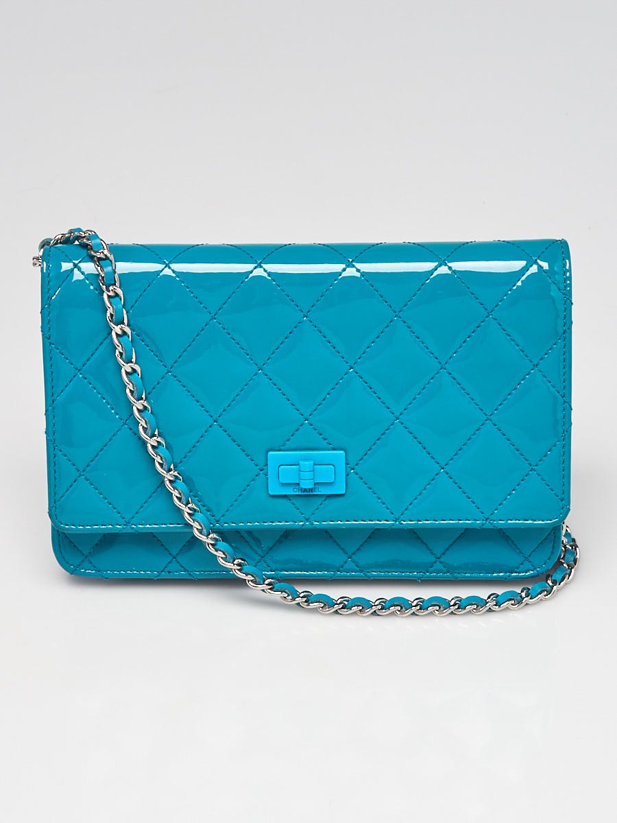 Chanel Turquoise Quilted Patent Leather 2.55 Reissue WOC Clutch