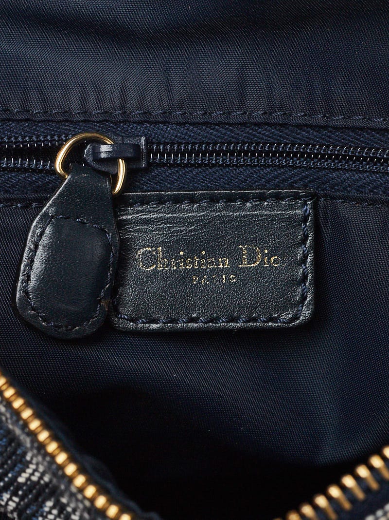Christian Dior Blue Diorissimo Canvas Small Boston Bag - Yoogi's Closet