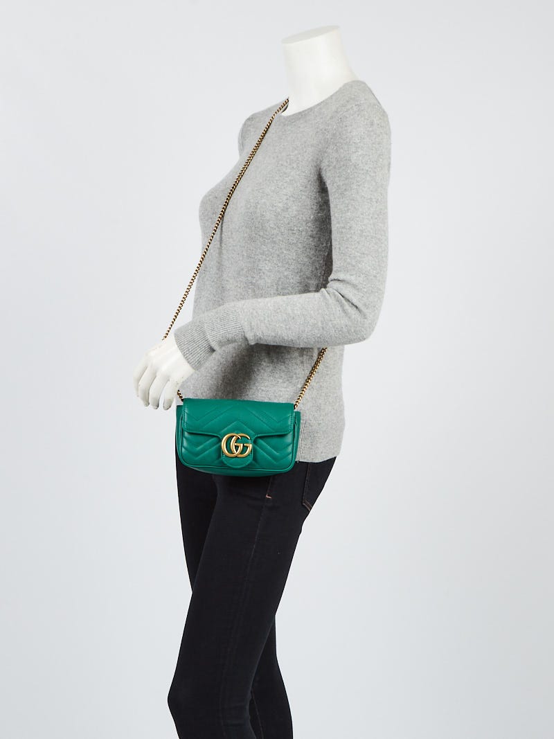 Gucci GG Marmont Matelasse Super Mini Emerald Green in Calfskin