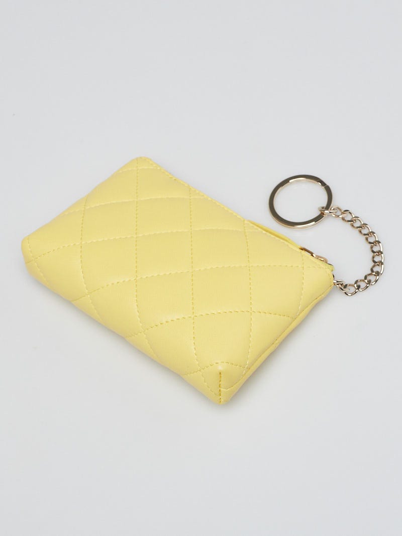 Chanel Yellow Quilted Lambskin Leather CC O-Key Holder | Yoogi's