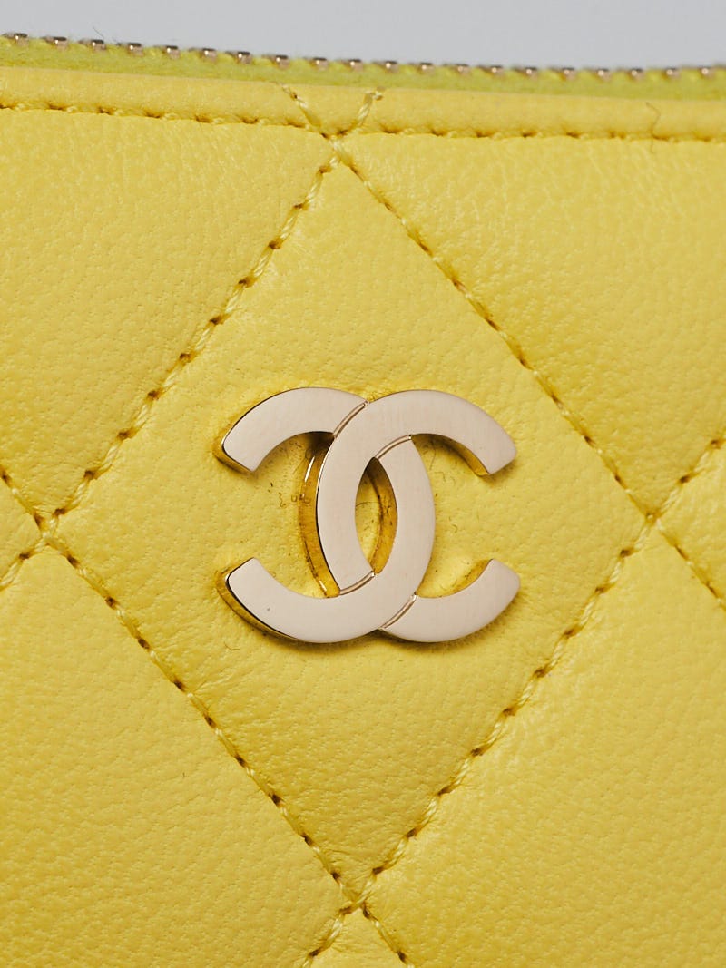 Chanel Yellow Caviar Leather Classic Flap Card Holder CC Wallet