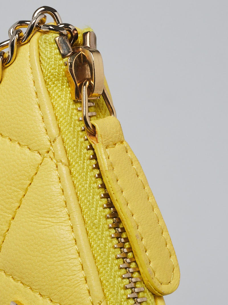 Chanel Yellow Quilted Lambskin Leather CC O-Key Holder | Yoogi's
