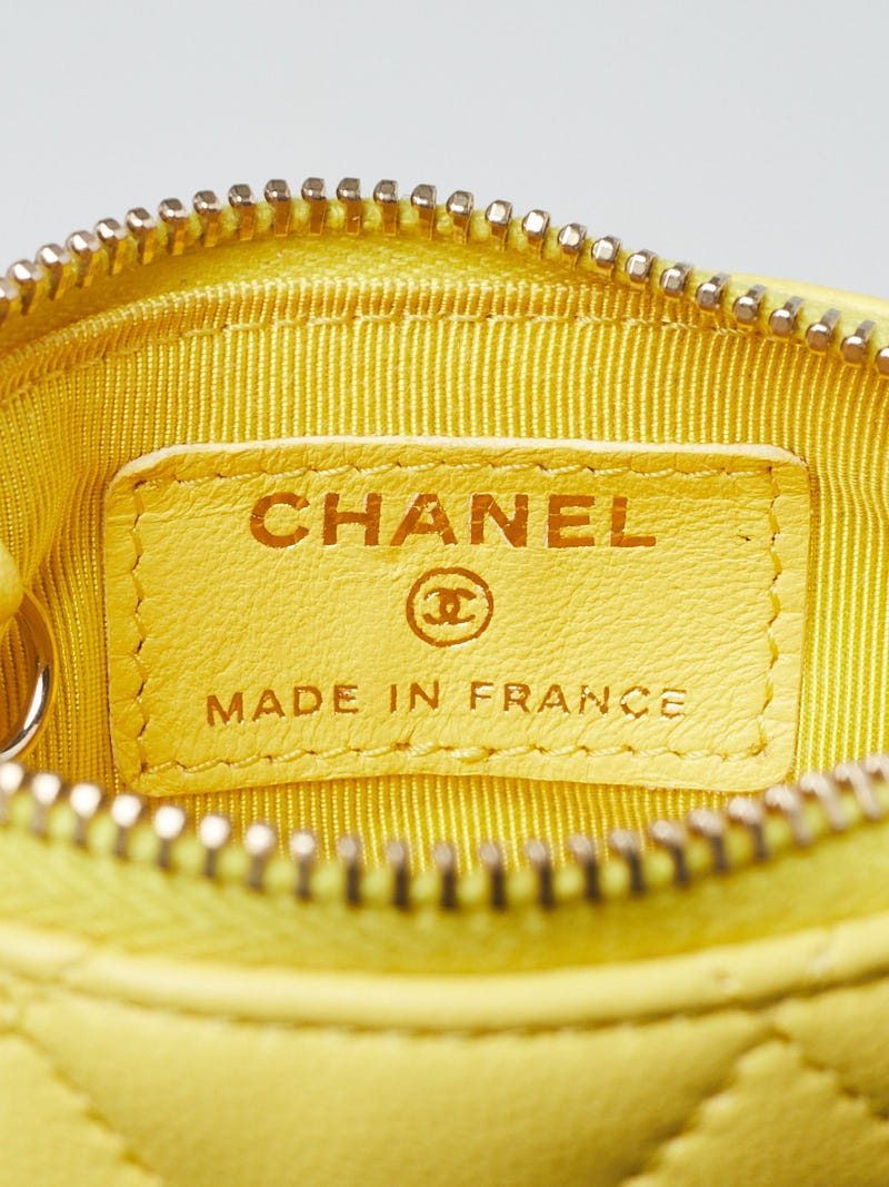 Chanel Yellow Quilted Lambskin Leather CC O-Key Holder | Yoogi's