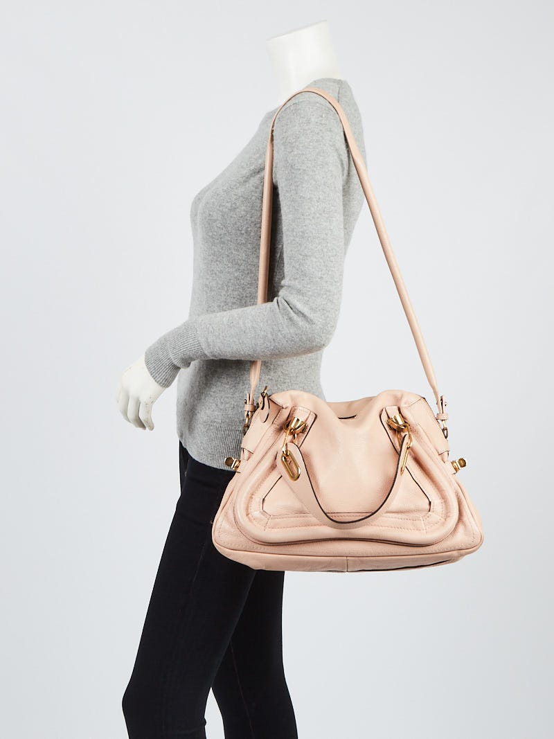 Chloe Light Pink Pebbled Leather Medium Paraty Bag