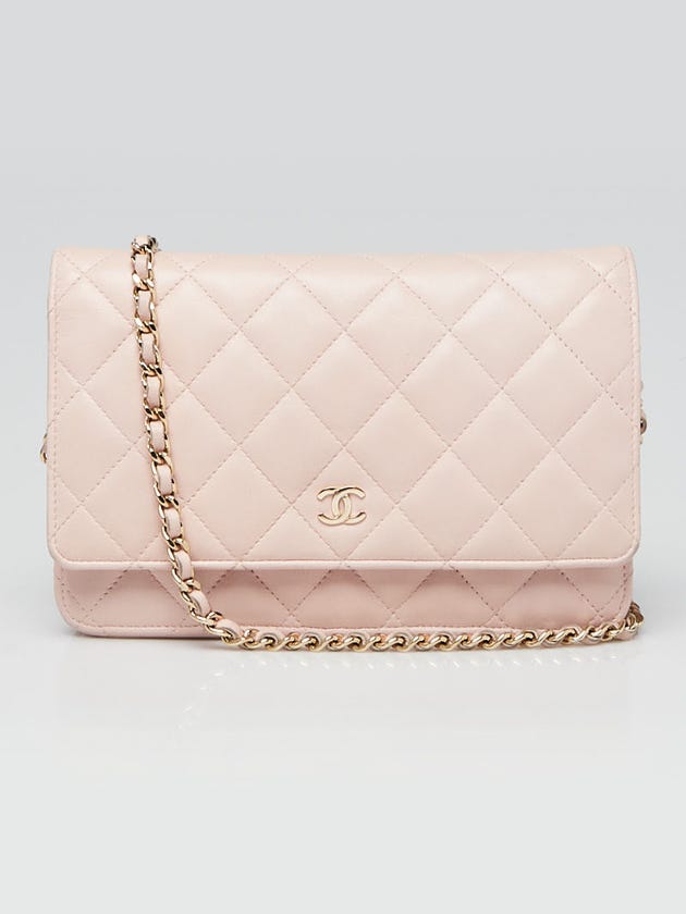 Chanel Light Pink Quilted Lambskin Leather Classic WOC Clutch Bag