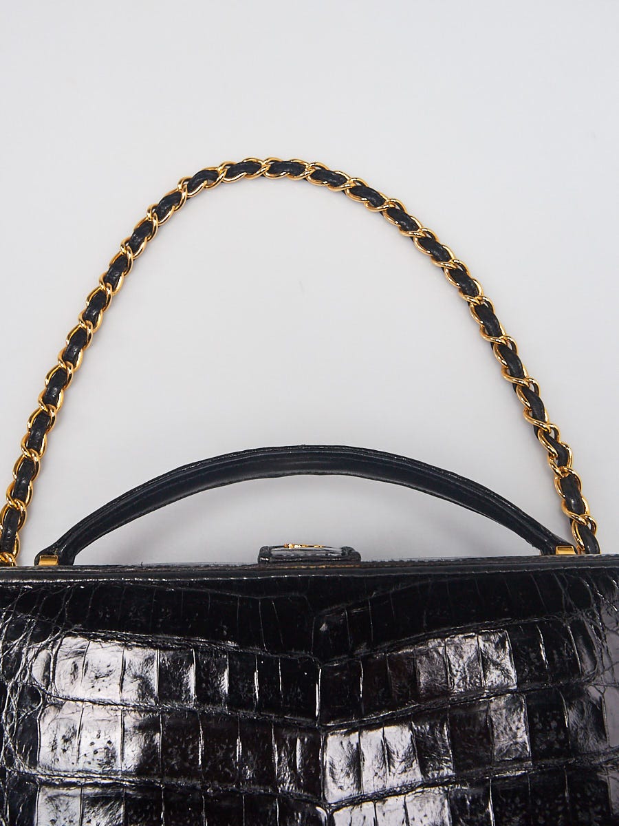 Chanel Black Crocodile Chain Box Bag | Yoogi's Closet