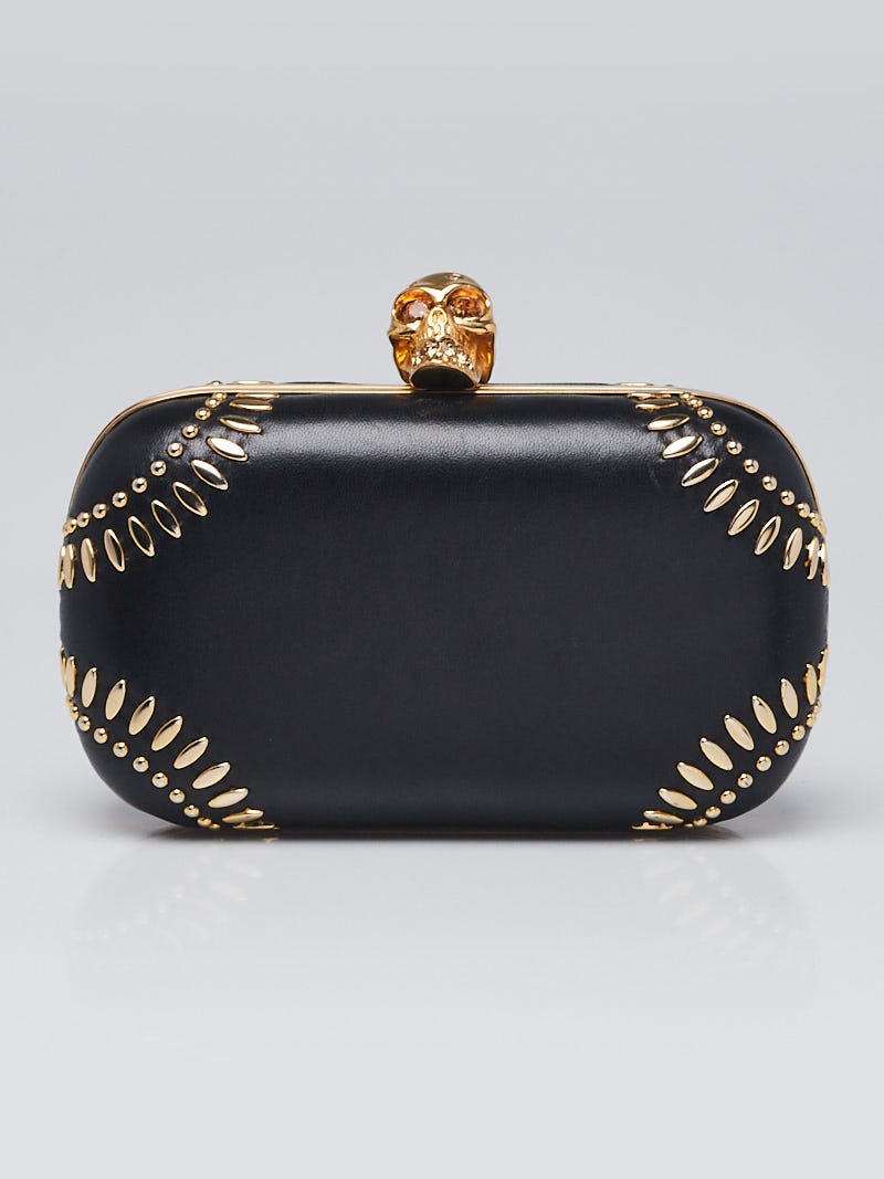 Skull leather clutch bag Alexander McQueen Blue in Leather - 37103848