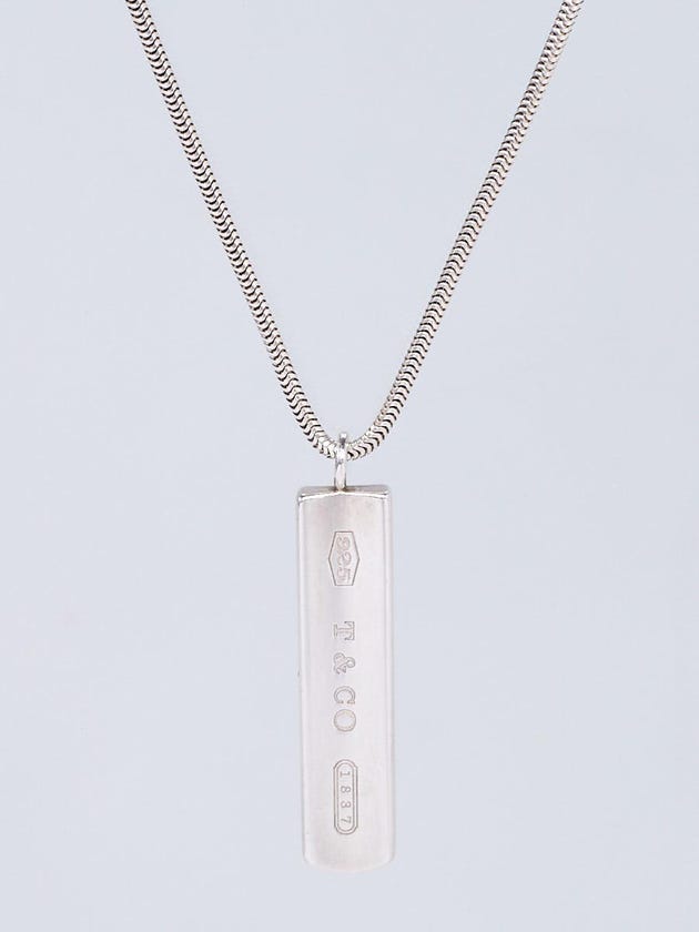 Tiffany & Co. Sterling Silver 1837 Bar Pendant Necklace