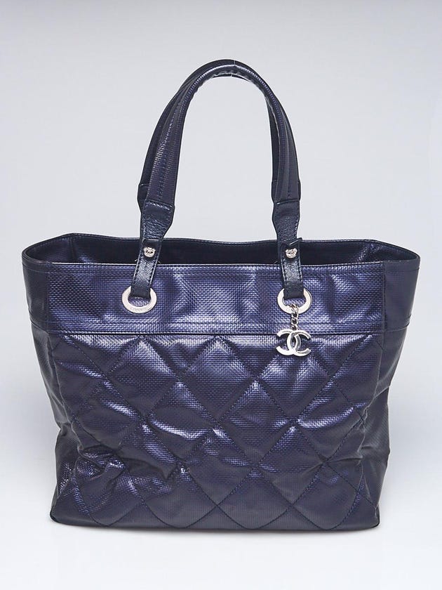 Chanel Navy Blue Quilted Coated Canvas Paris-Biarritz Tote Bag