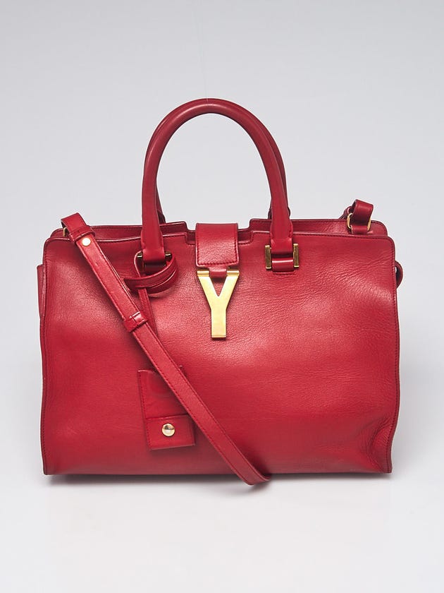 Yves Saint Laurent Red Calfskin Leather Small Cabas ChYc Bag