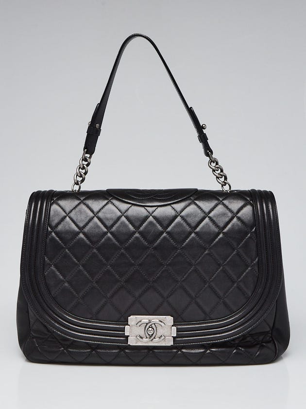 Chanel Black Quilted Lambskin Leather Antik Boy Bag
