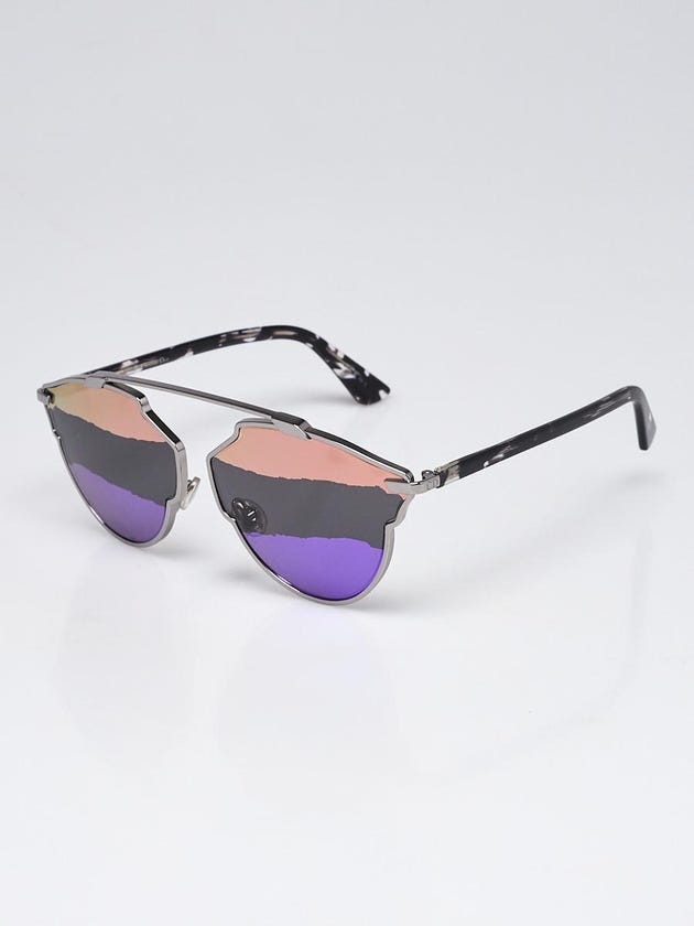 Christian Dior Silvertone Metal and Acetate So RealA Brow Bar Sunglasses