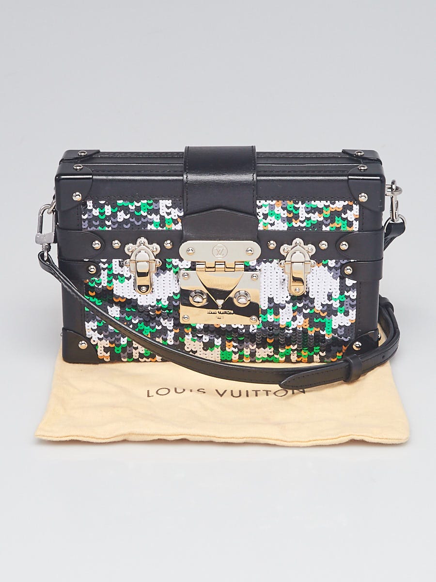 Louis Vuitton Green/Silver/Black Sequin and Leather Petite Malle Bag
