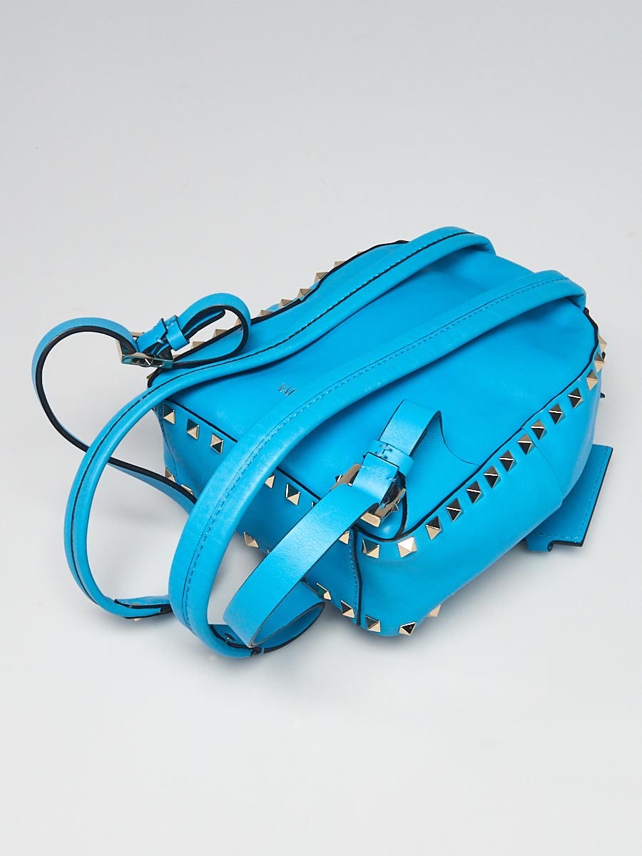 VALENTINO Rockstud leather mini backpack  Blue leather backpack, Mini  leather backpack, Blue leather bag