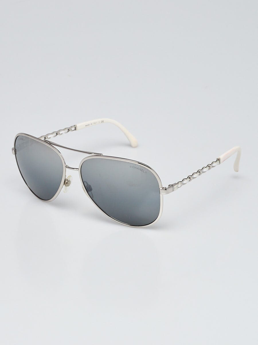 Chanel Silvertone Metal Gradient Tint Aviator Chain Sunglasses-4194-Q -  Yoogi's Closet