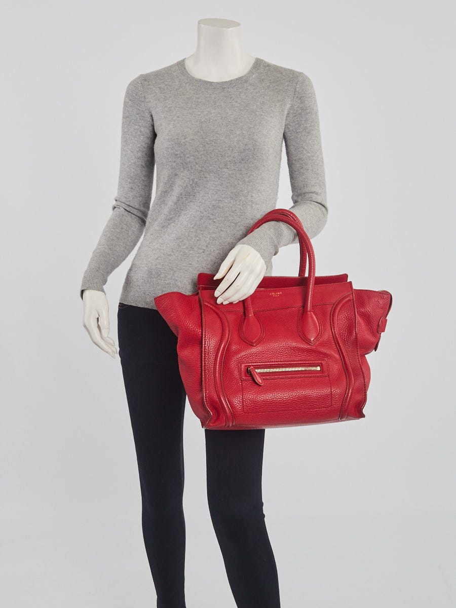 Celine Drummed Calfskin Leather Mini Luggage Tote Bag 