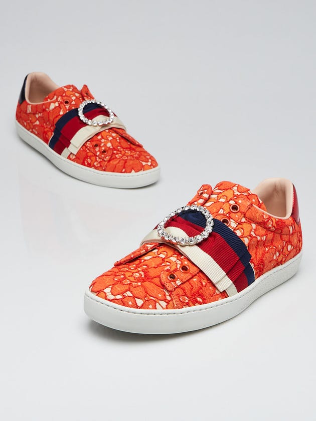Gucci Orange Lace New Ace Sneakers Size 6/36.5