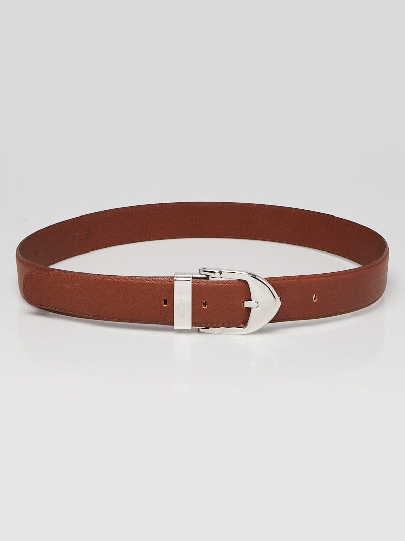 Louis Vuitton Brown Grained Leather Belt Size 110/44 - Yoogi's Closet