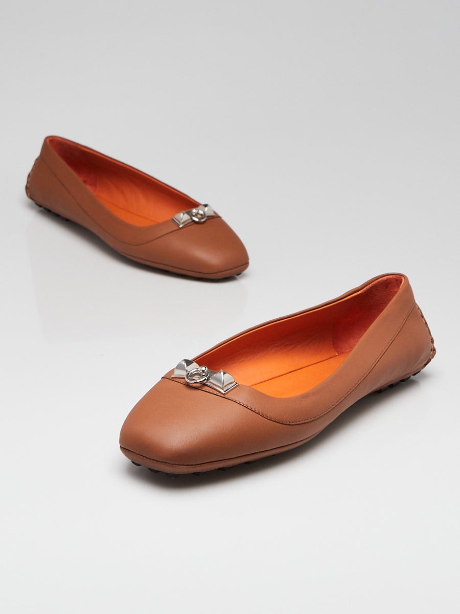 Brown Smooth Leather Liberty Flats Size 7/37.5