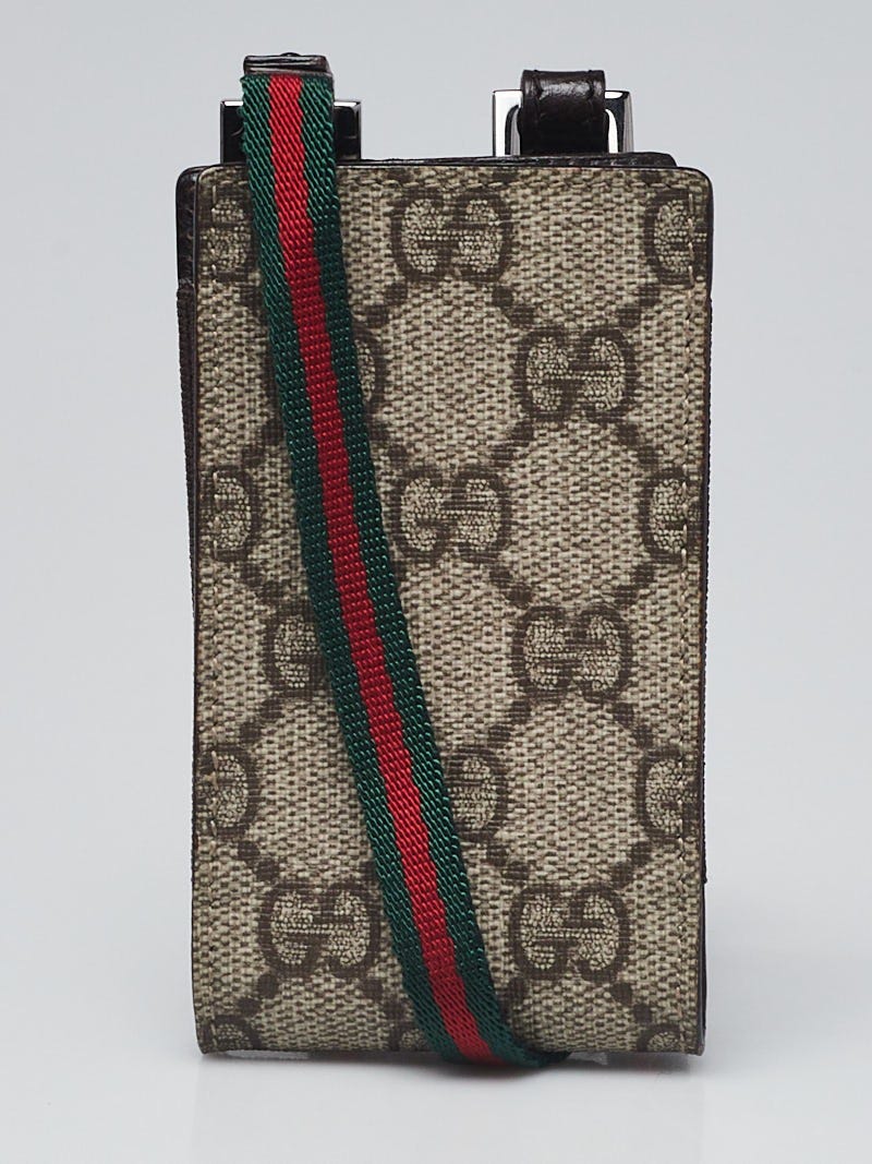 Gucci Beige/Ebony GG Supreme Canvas Airpods Case on Chain - Yoogi's Closet