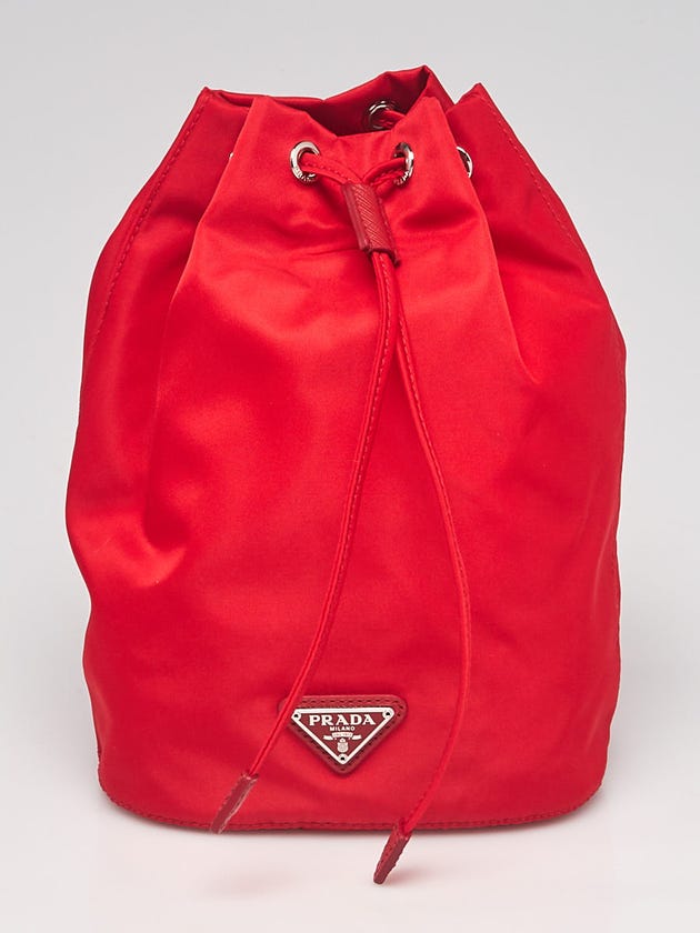 Prada Rosso Tessuto Nylon Drawstring Pouch 1NA369