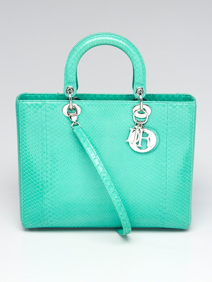 Christian Dior Green Python Large Lady Dior Bag | Yoogi's Closet