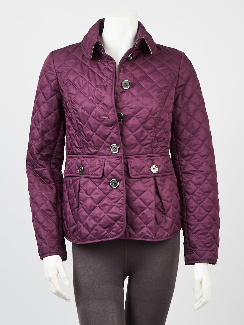 Burberry Purple Quilted Polyester Button Down Jacket Size XS