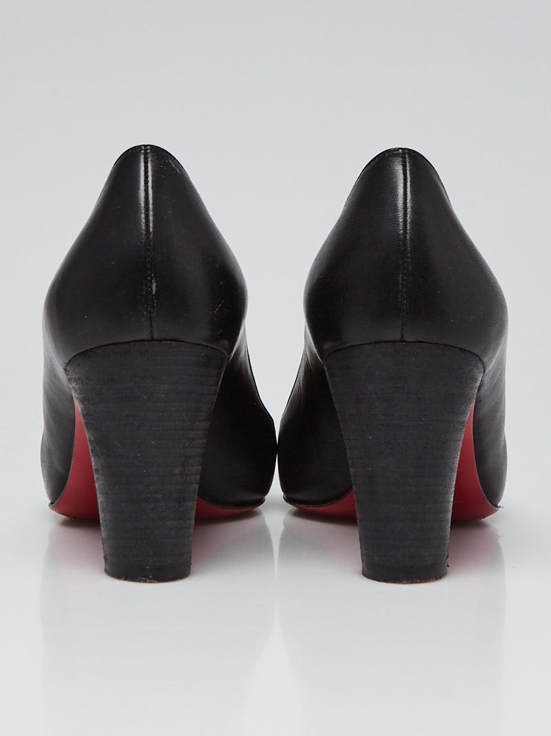 Christian Louboutin Black Leather Miss Tack 70 Pumps Size 6.5/37